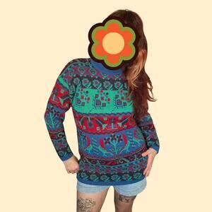 Bright, colorful oversized sweater